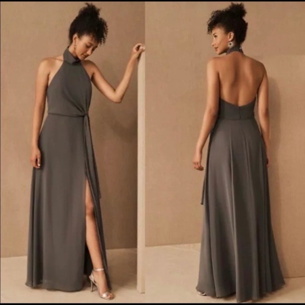 Jenny Yoo Elliya Dress Charcoal NWT Size 6 Bridesmaid Dress BHLDN Anthropologie